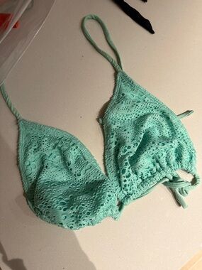 Mossimo Supply Co. Mint Green Crochet Triangle Bikini Top